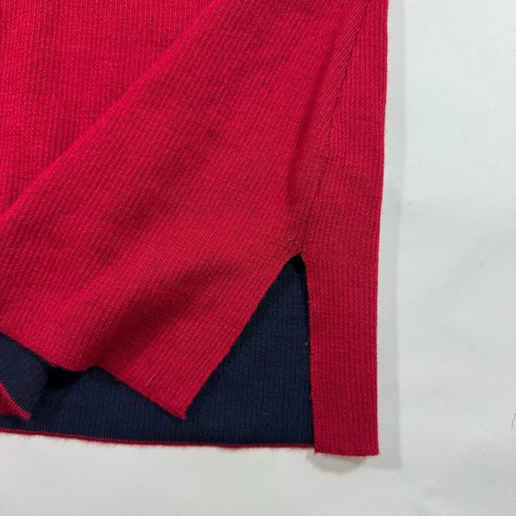 Athleta Switchback Sweater Merino Blend Blue Red Colorblock - Picture 4 of 8